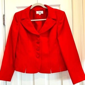 Le Suit Red Petite Polyester Blazer w/ 4 front Buttons sz.12P